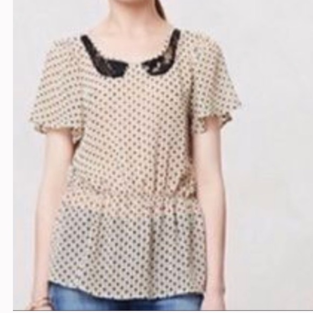 Peplum top with lace collar